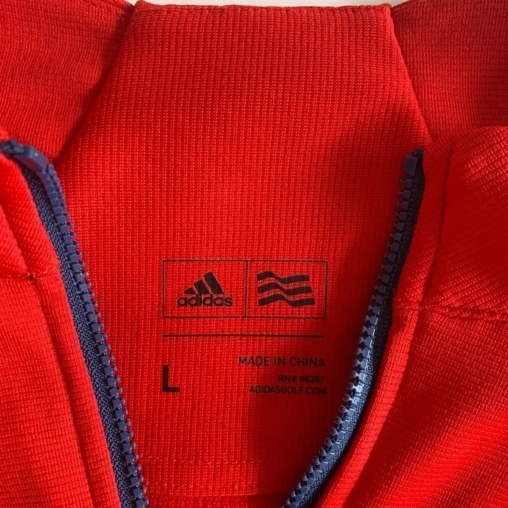 ADIDAS MENS HALF ZIP TRACK JACKET RED SIZE LARGE